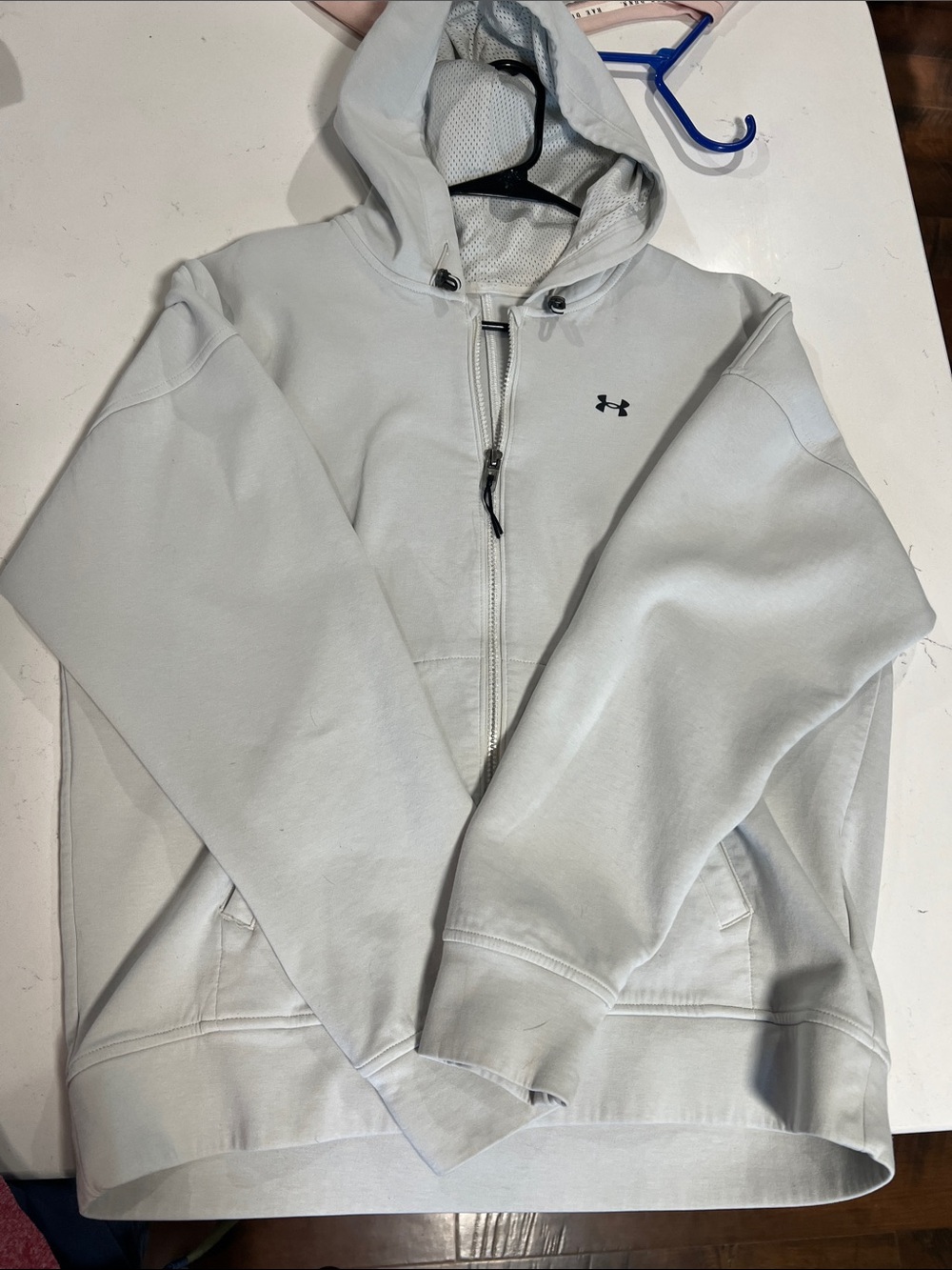 Under Armour White Full-Zip Hoodie with Black Logo